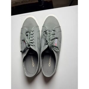 Superga Grey Canvas Lace Up Low Top Sneakers Shoes Size 41.5